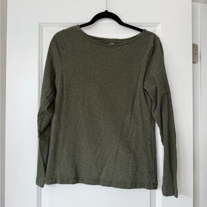 J. Crew Olive Crewneck Long Sleeve Top